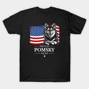 Proud Pomsky Mom American Flag patriotic dog T-Shirt